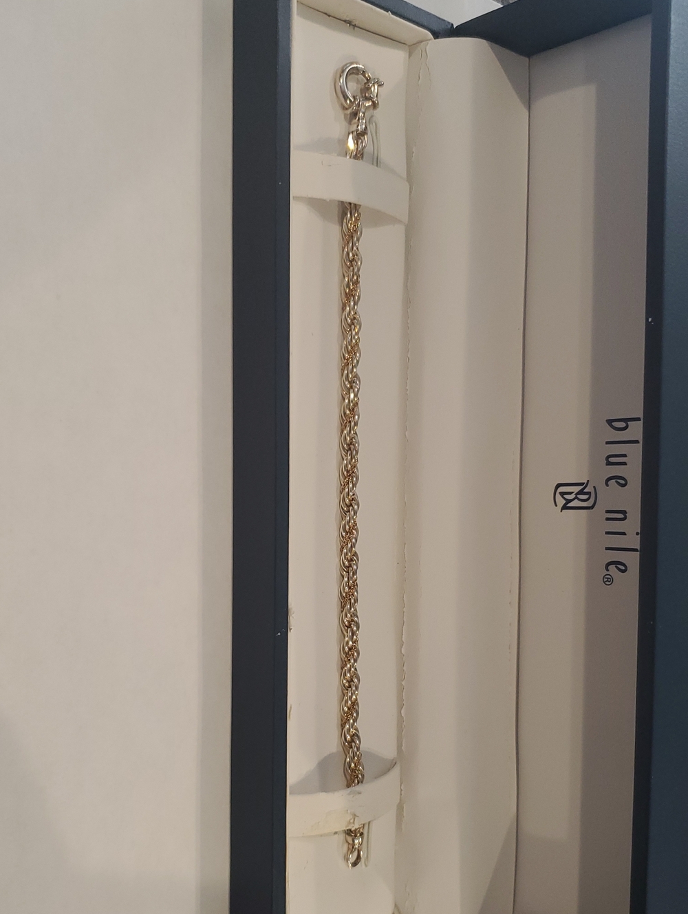 Blue Nile Sterling 14k Rope Bracelet 7 1/2" Long, NWOT
